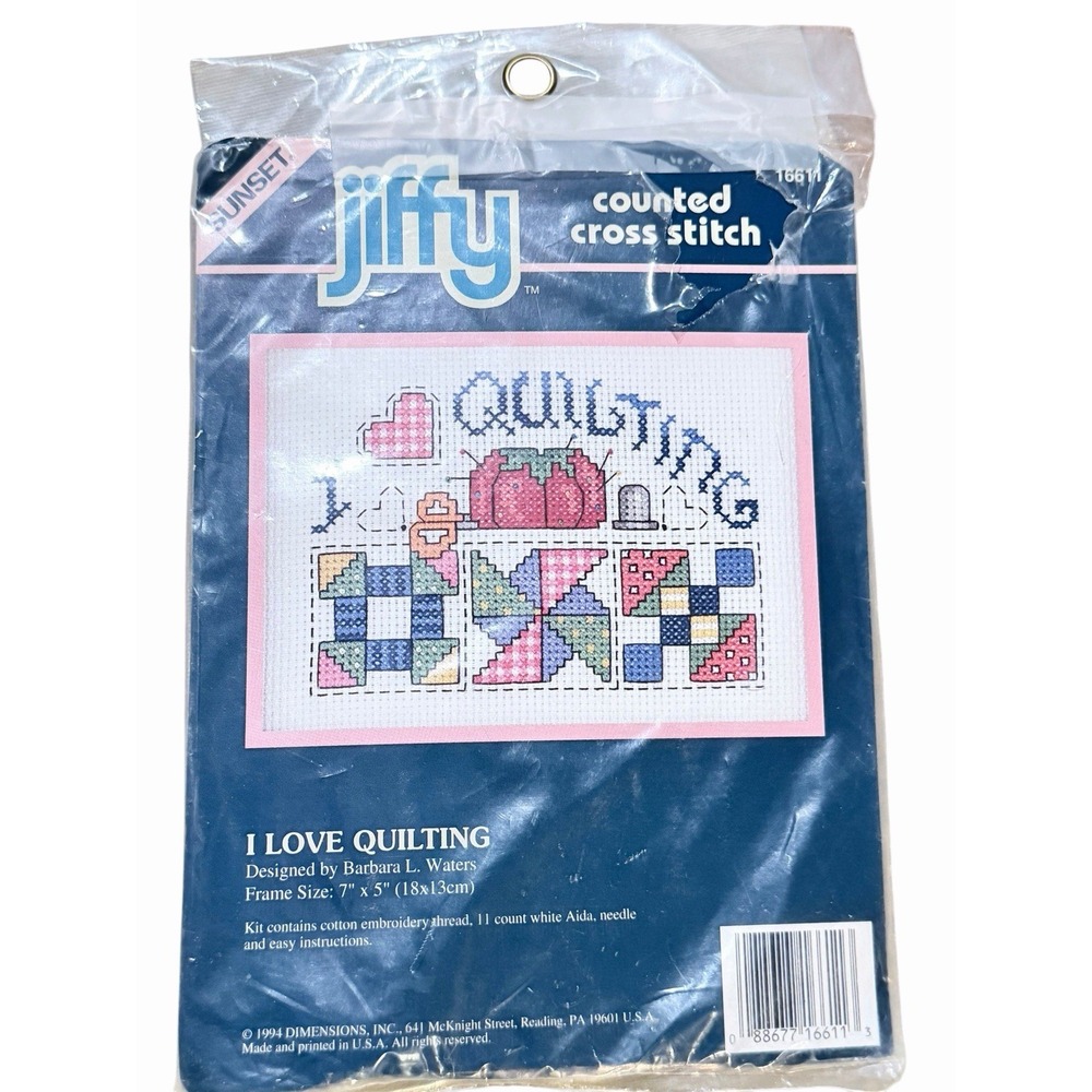 DIMENSIONS SUNSET JIFFY #16611 Cross Stitch Kit  I Love Quilting NEW